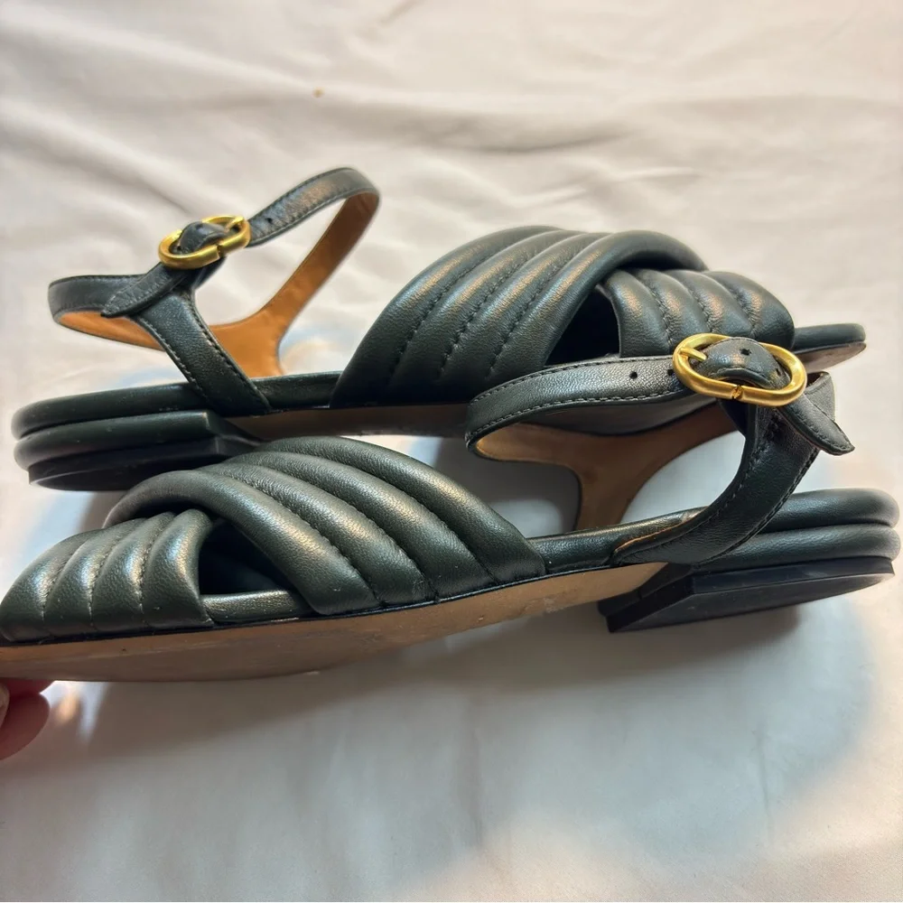 Tory Burch Black Leather Crisscross Sandals Size 8.5M‎
